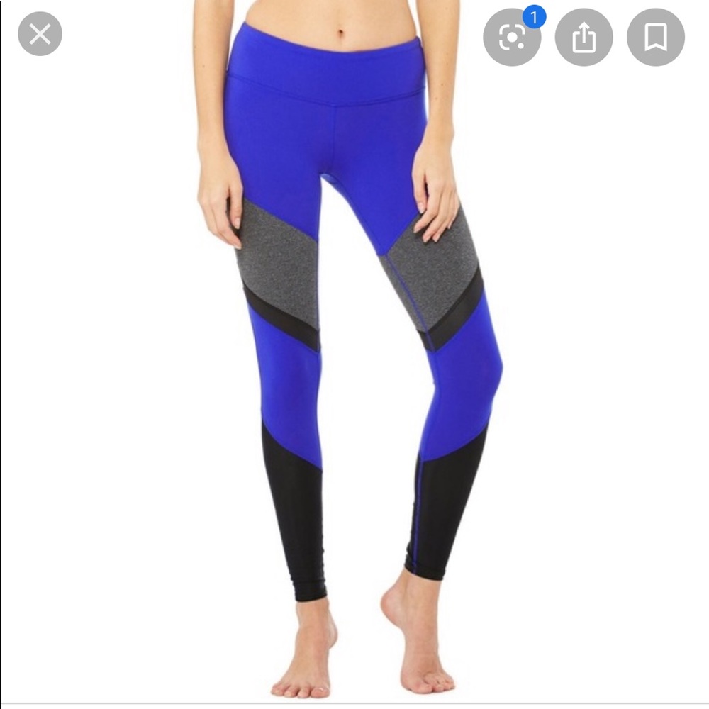 ALO Yoga Blue and Black Panel Leggings